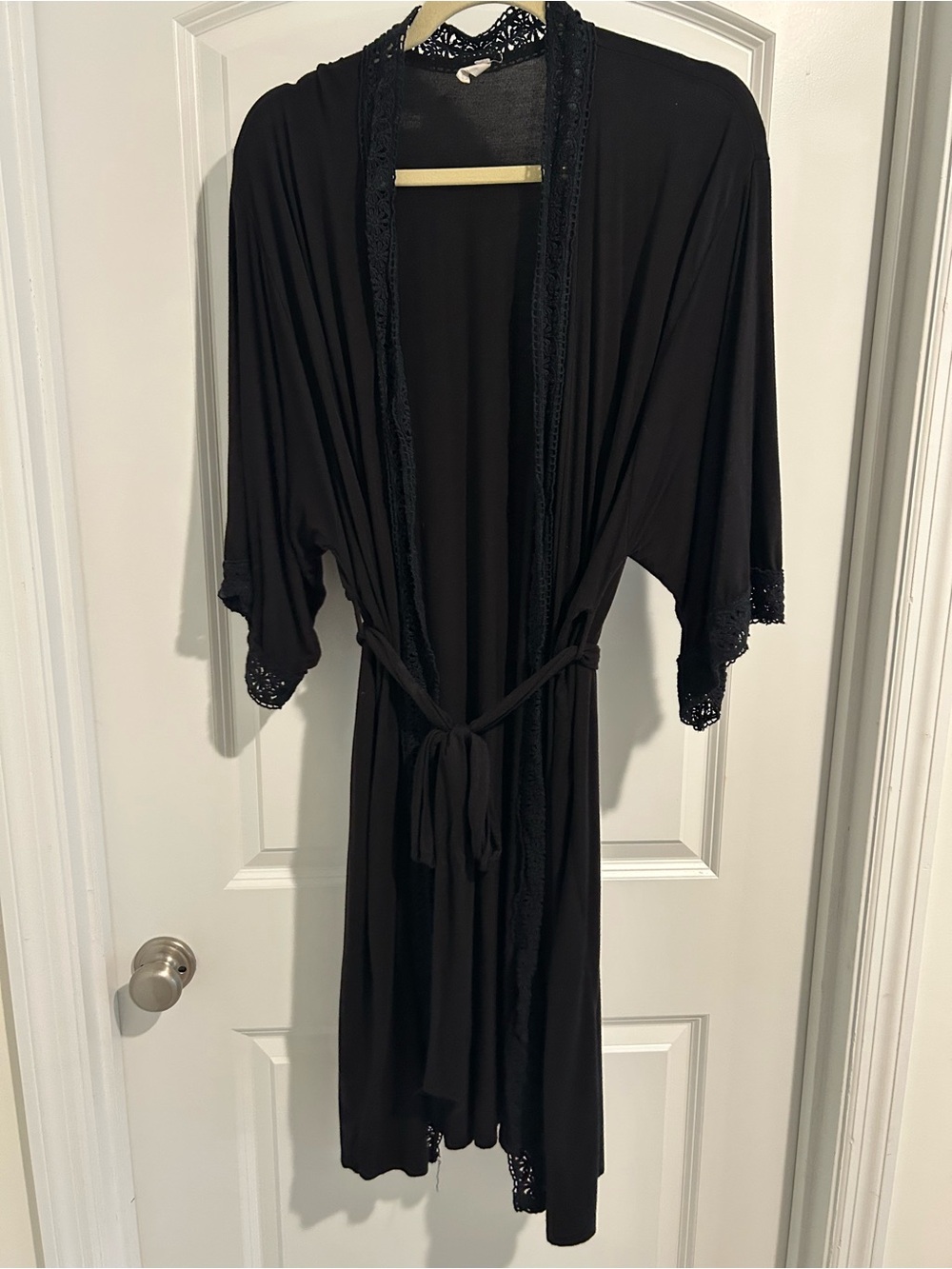 PinkBlush Women's Black Lace-Trim Maternity Robe